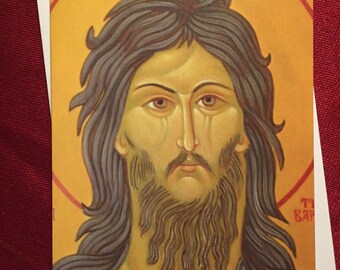 ST JOHN the BAPTIST, icon, Catholic, card, religious card, Christian, saints, gift, Baptism, religious art, Byzantine,Orthodox,greeting card