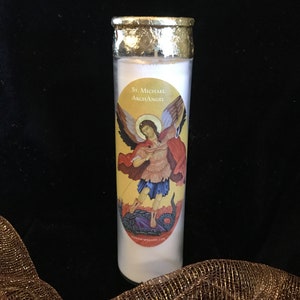 St Michael religious candle, icons, prayer candle, Catholic gifts, Orthodox gifts, angels, home decor, saint candle,church candle,Byzantine