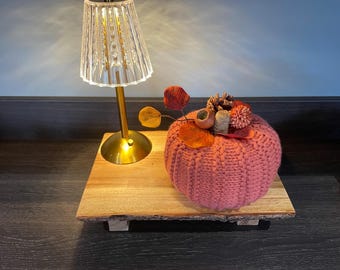 Peach hand knit pumpkin