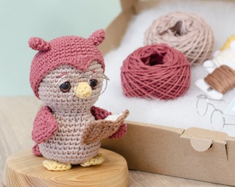 DIY Häkelset • Edna die Lese-Eule von Sameko Design  • Amigurumi Häkelanleitung • Geschenk für Bücherwurm/ Schulanfang