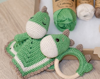 DIY Häkelset • Nauro der Dinosaurier Babyset von Sameko Design • Amigurumi Häkelanleitung Dinosaurier • Geschenk zur Geburt