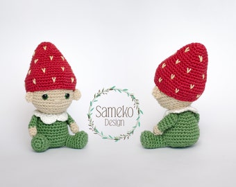 Edin the strawberry gnome by Sameko Design • Amigurumi crochet pattern German • Strawberry plant