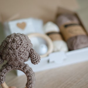 DIY crochet set Lola the rattle sheep by Sameko Design Amigurumi crochet pattern sheep Gift for a birth image 2
