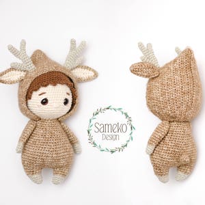 Renly the deer boy • Amigurumi crochet pattern by Sameko Design • DE / ENG etc. • Crochet deer boy