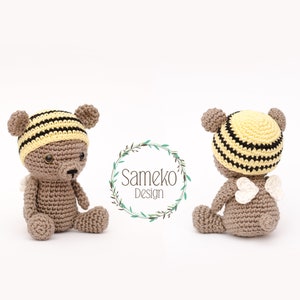 Piccolo orsetto ape Bruno • Schema Amigurumi all'uncinetto di Sameko Design • Orsetto con sonaglio all'uncinetto • PDF Ape orsacchiotto tedesco