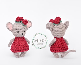 Hilde die Himbeermaus von Sameko Design • Amigurumi Häkelanleitung Maus Deutsch • Himbeere häkeln