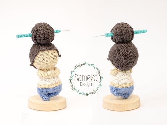 Yolea the Yoga Girl PDF Crochet Pattern by Sameko Design Amigurumi Doll  With Bun 