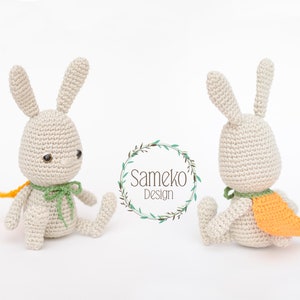 Jonah il coniglietto coraggioso • Schema Amigurumi all'uncinetto di Sameko Design • Un coniglietto all'uncinetto • Coniglietto tedesco in PDF • Regalo di Pasqua