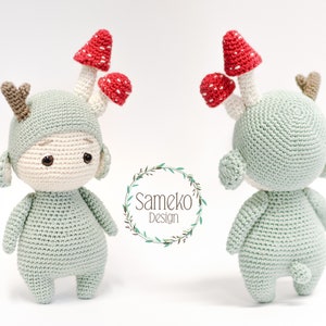 Fungo, o gnomo da floresta • Padrão de crochê Amigurumi da Sameko Design • DE / ENG etc. • Amuletos da sorte em crochê