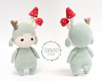 Fungo the forest gnome • Amigurumi crochet pattern by Sameko Design • DE / ENG etc. • Crochet lucky charms