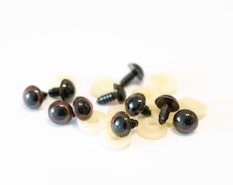5 paires d'yeux de sécurité ronds de 12 mm (10 yeux) de couleur marron • Amigurumi • Yeux de poupée