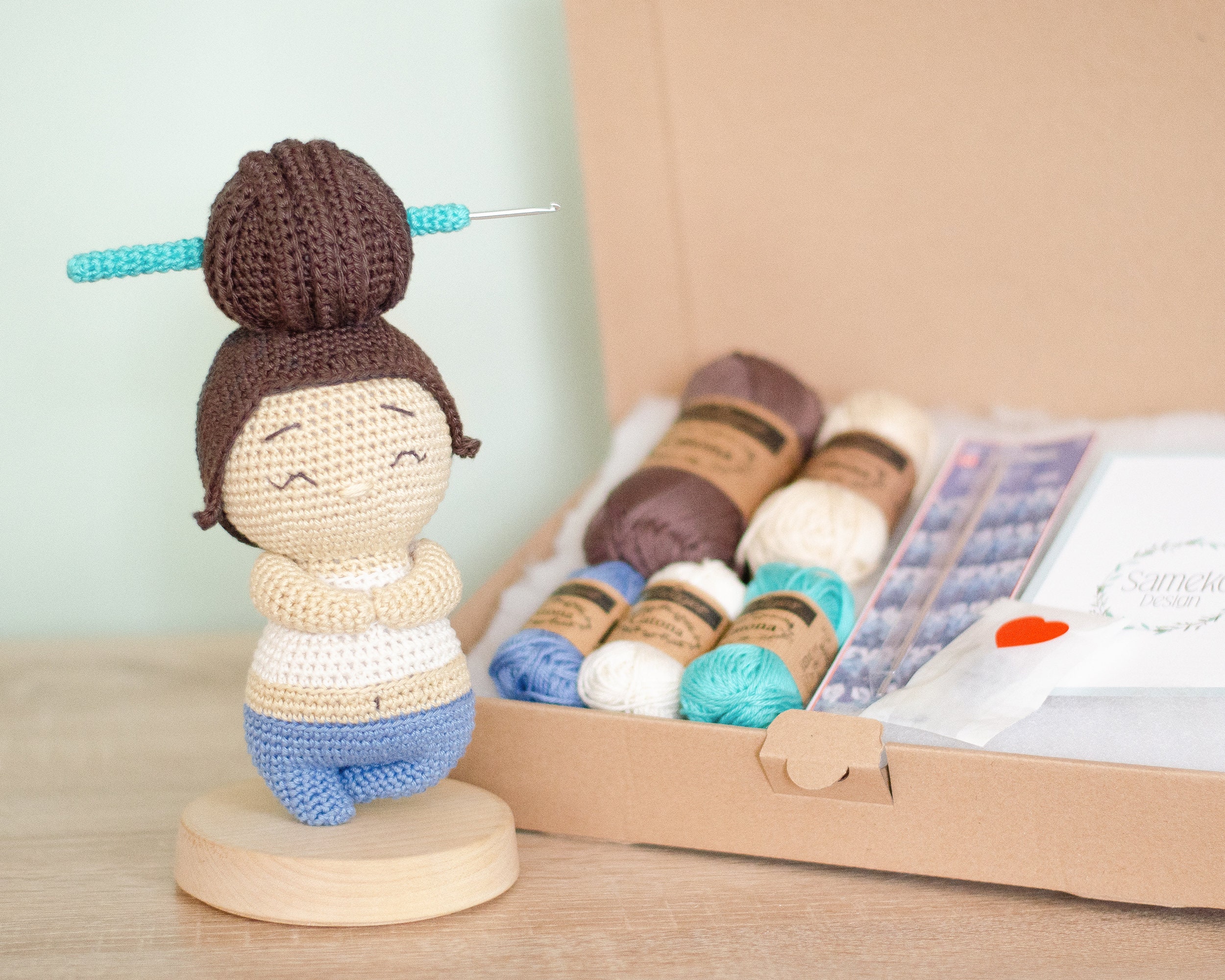 DIY Crochet Kit • Yolea the Yoga Girl by Sameko Design • Amigurumi Crochet  Pattern • Crochet Kit with Yarn & Accessories