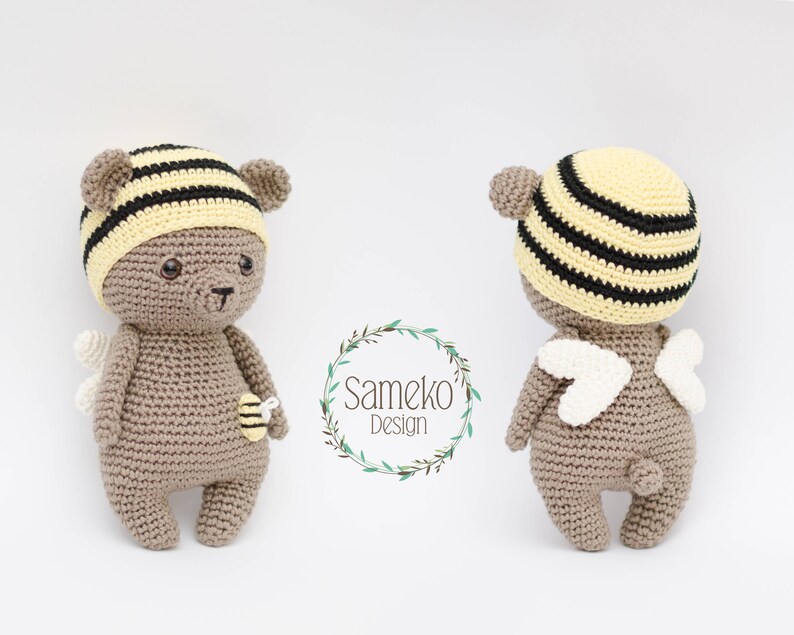 Bruno el Oso Abeja Patrón de crochet Amigurumi de Sameko Design DE / ENG / NL Oso de crochet imagen 1