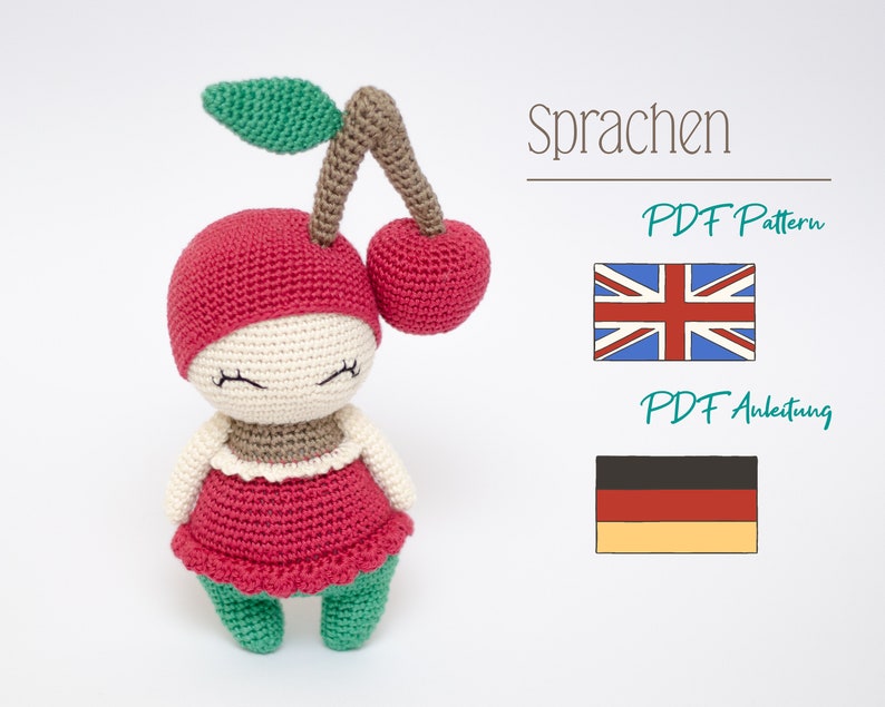 Karla the Cherry Amigurumi crochet pattern by Sameko Design DE / ENG Crochet cherry fruit image 2