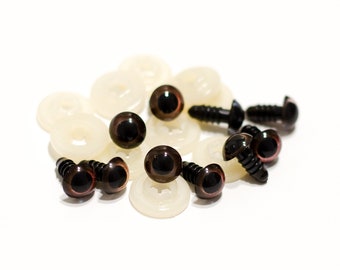 5 Paar Sicherheitsaugen 10mm rund (10 Augen)  Farbe braun • Amigurumi • Puppenaugen