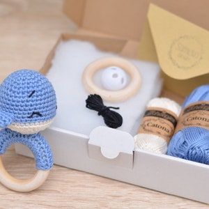 DIY Crochet Set • 3 Color Variations • Owen the Rattle Whale by Sameko Design