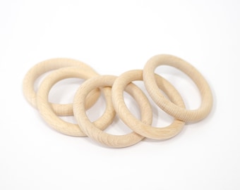 5 Holzringe rund 70mm natürlich • unbehandelt & umweltfreundlich  • Greifring für Baby Geschenk