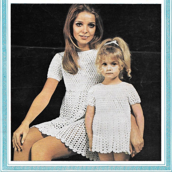 Vintage Barbara Warners Couture Mother and Daughter Crochet Pattern PDF 22" - 36" sizes