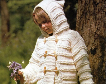 Vintage Childs Knitting Pattern  Instant Digital Download PDF Chunky 24-32" chest Poppleton 1433