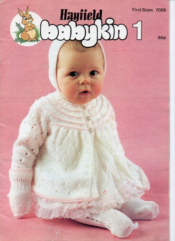 PDF Vintage Baby Knitting Crochet Booklet Instant Download Load of lovely patterns 15 sets First Sizes Hayfield Babykins Book 1