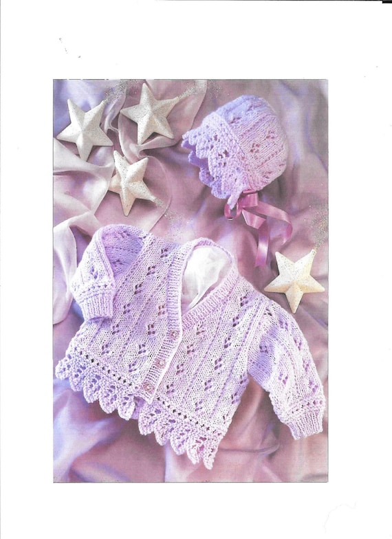 Please Read PDF Sirdar 3009 Vintage Baby Knitting Pattern, Instant Download, Girls Cardigan and bonnet 0-6 year, double knitting DK