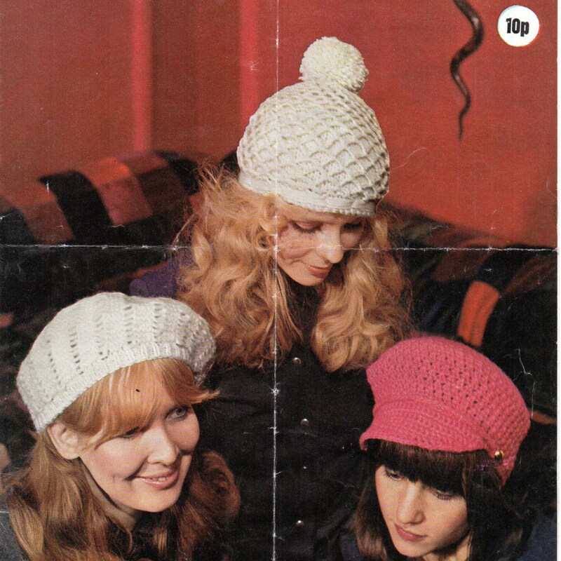 Béret Vintage En Crochet - 100% Laine, Multicolore, Taille Unique, Occasion Très Bon état