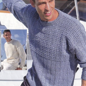 PDF Vintage Mens Knitting Pattern Sweater Jumper 38-48" DK/Double Knitting/Light Worsted/8 ply, Instant Digital Download, Easy Beginner