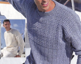 PDF Vintage Mens Knitting Pattern Sweater Jumper 38-48" DK/Double Knitting/Light Worsted/8 ply, Instant Digital Download, Easy Beginner