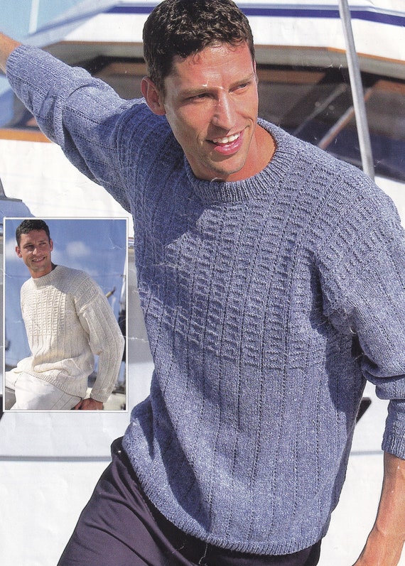 vintage mens golf sweater knitting pattern pdf mens golfing motif jumper 38-44 DK light worsted 8ply pdf instant download