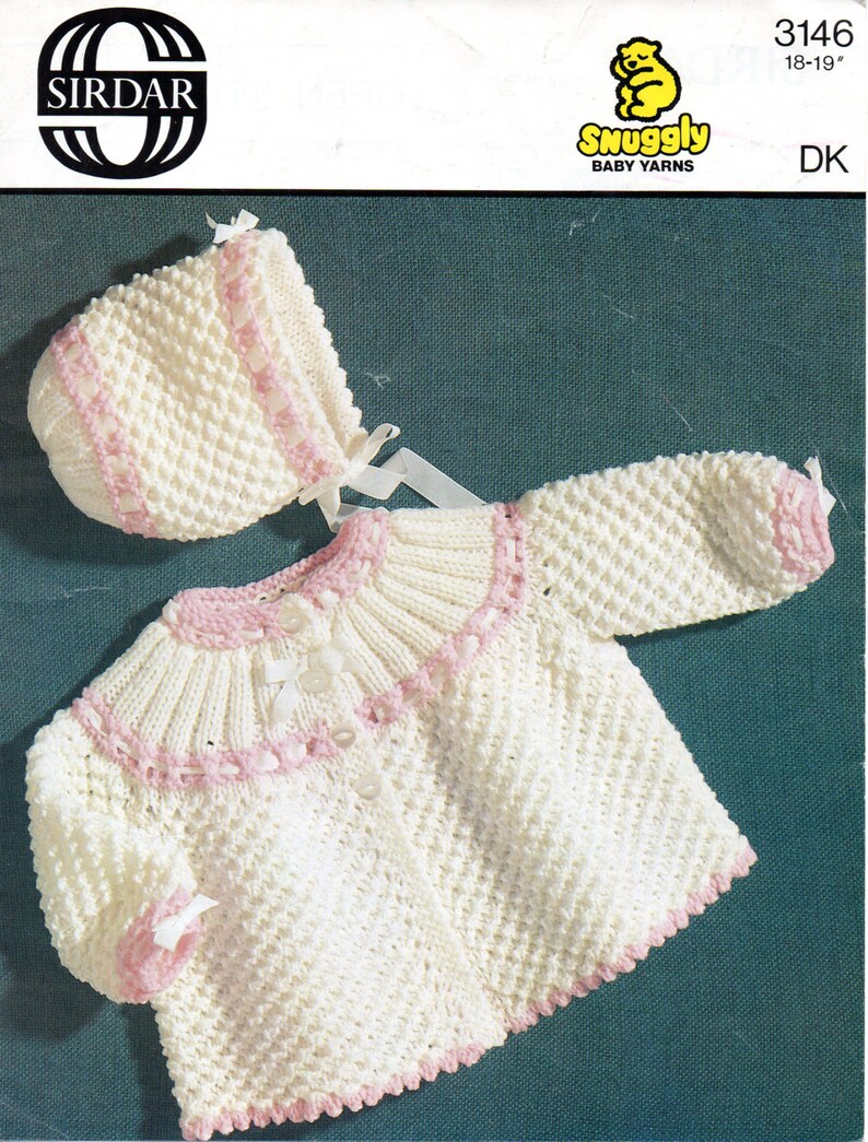 PDF Sirdar 3146 Vintage Baby Girls Knitting Pattern, DK 1819, 06