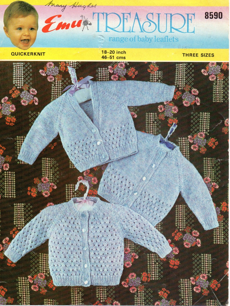 PDF Emu 8590 Vintage Baby Knitting Pattern Quickerknit/sports Weight Cardigans 1820, 312