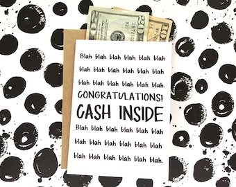 Funny Graduation Card - High School Graduation Card - Card for Grads - Funny Wedding Card - Money Holder - Congrats Card