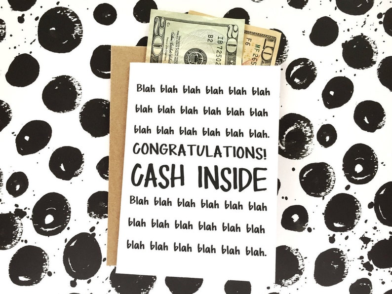 Funny Graduation Card High School Graduation Card Card for Grads Funny Wedding Card Money Holder Congrats Card image 1