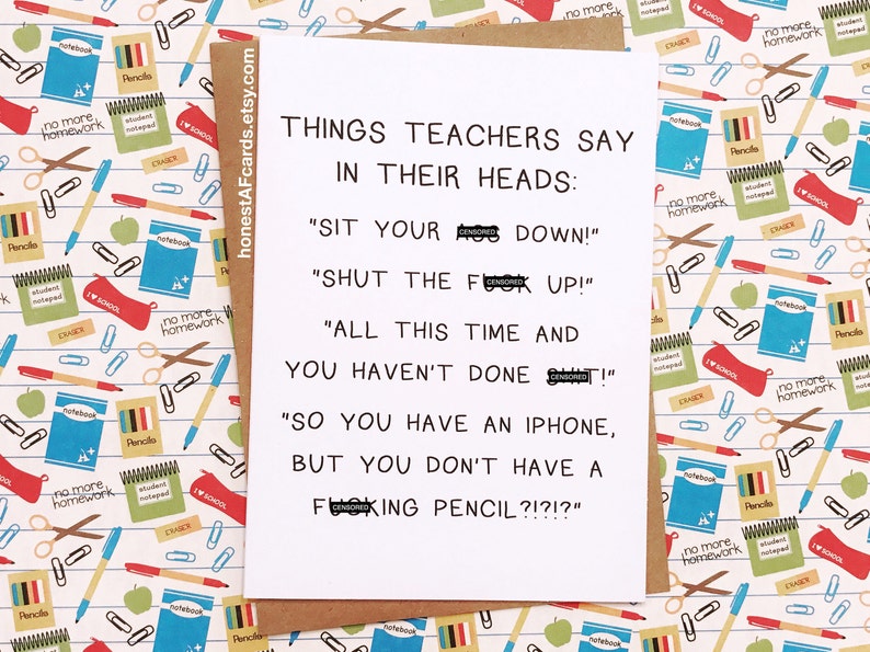 Funny Card for Teacher Funny Teacher Appreciation Card Etsy