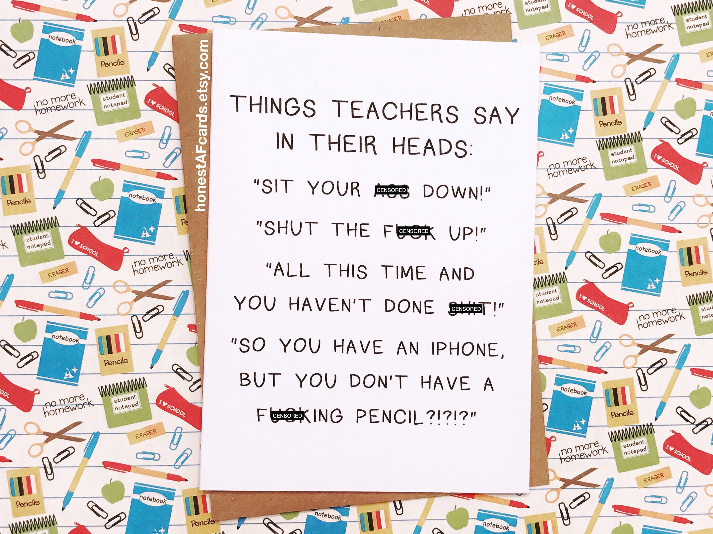Funny Card for Teacher Funny Teacher Appreciation Card - Etsy Funny Card for Teacher Funny Teacher Appreciation Card - Etsy