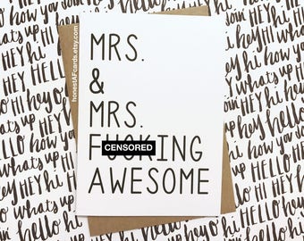 Carte de mariage gay-carte de mariage lesbienne-Mme & Mme F * ing impressionnant-carte de mariage LGBT drôle-même sexe carte de jeunes mariés