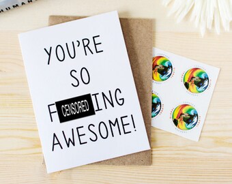 Funny Thank You Card - Funny Anniversary Card - You're So F-ing Awesome! Funny Valentine's Day Card. Funny Besties Card. Just Because card