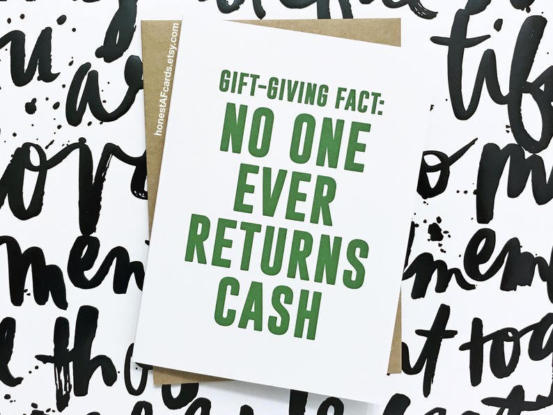 Christmas Money Holder Funny Holiday Card Gift-Giving Fact: No One Ever Returns Cash Happy Holidays Christmas Card image 1