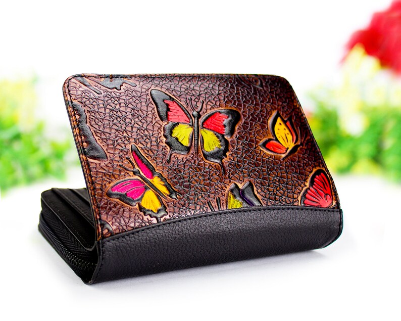Women's Wallet Snap Closure Women's Leather Wallet Etsy