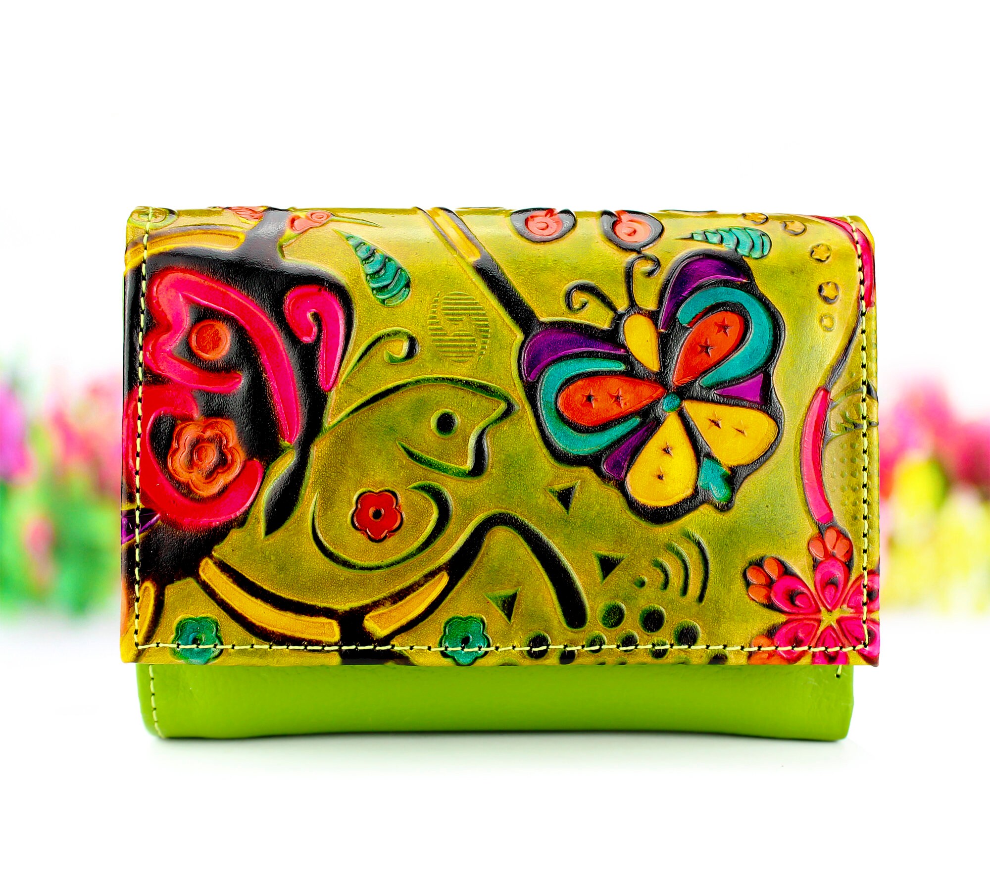 hand painted leather wallets