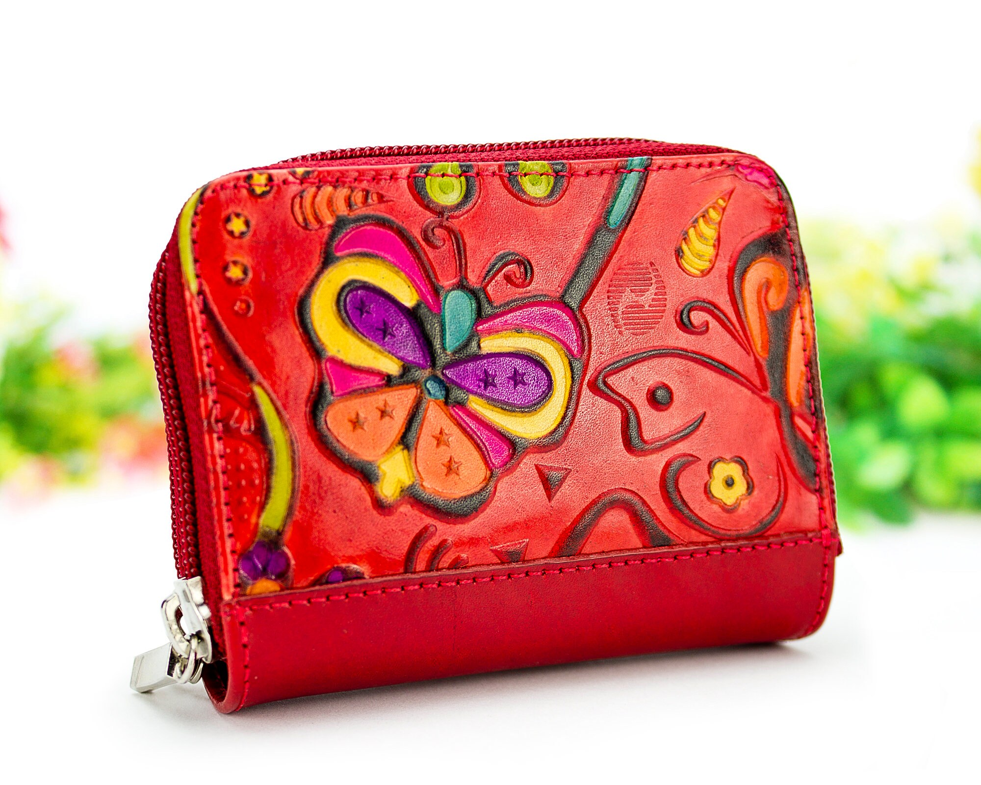 Wallets Women Double Zipper Wallet Genuine Leather small Etsy