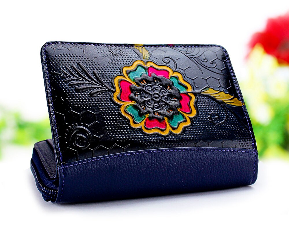 hand painted leather wallets