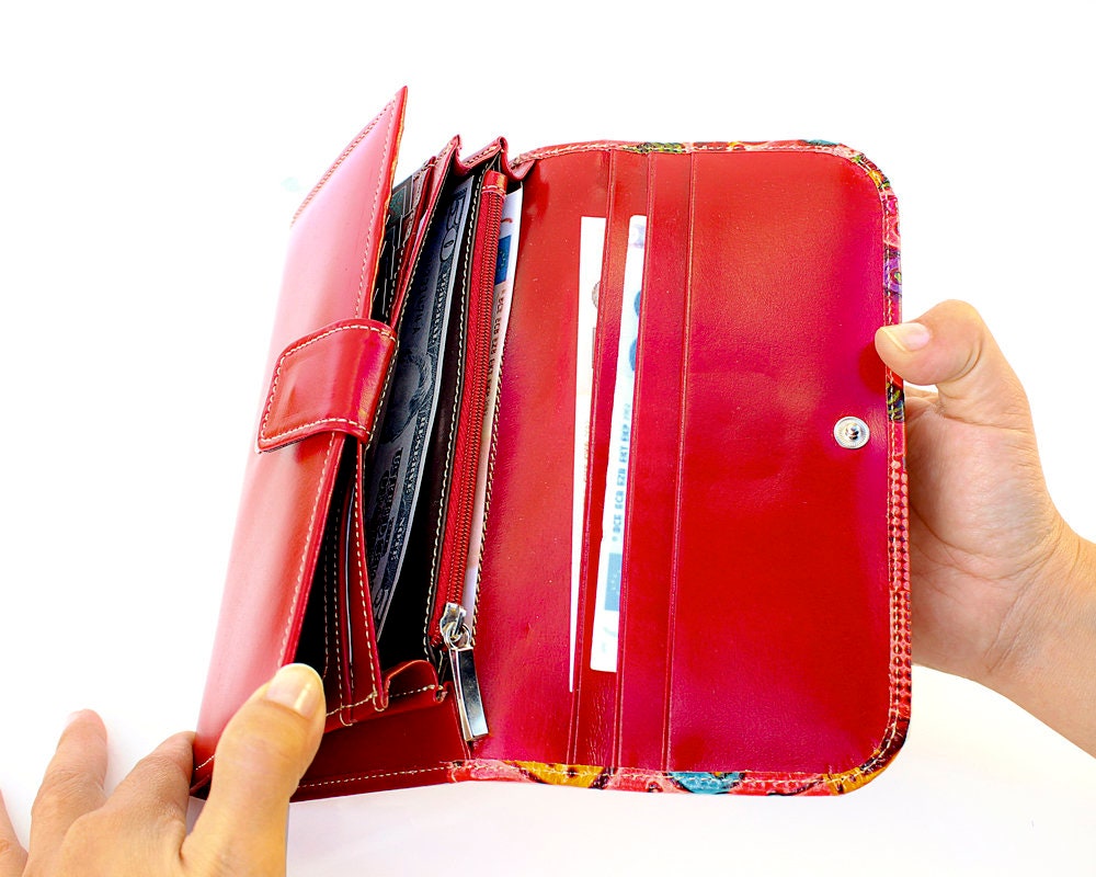Long Wallet Leather Ladies Wallet Purse Clutch Wallet Large Etsy