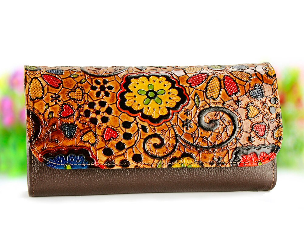 boho wallet leather womens wallet vintage wallet handmade Etsy