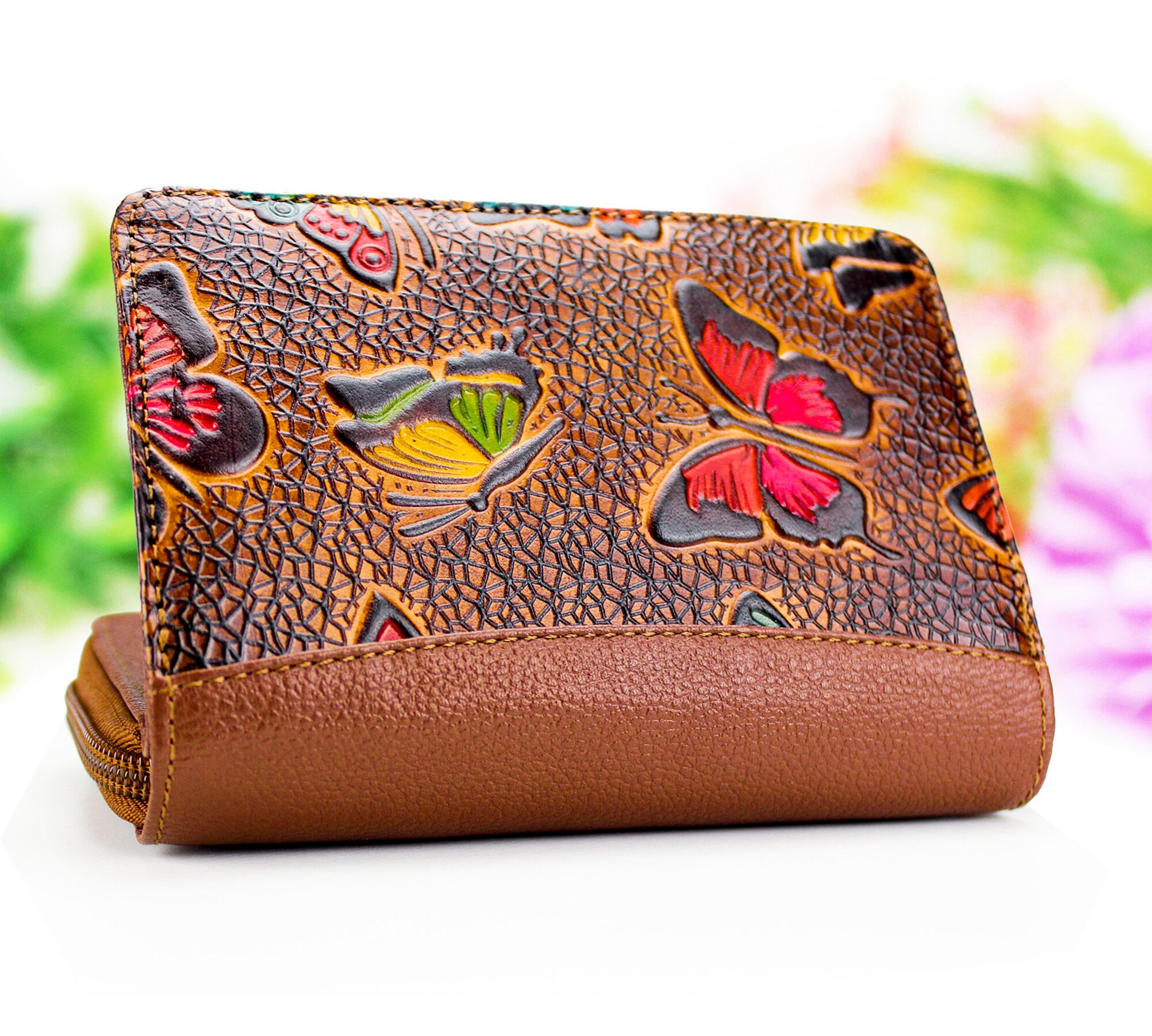 Ladies Leather Hand Painted Wallet