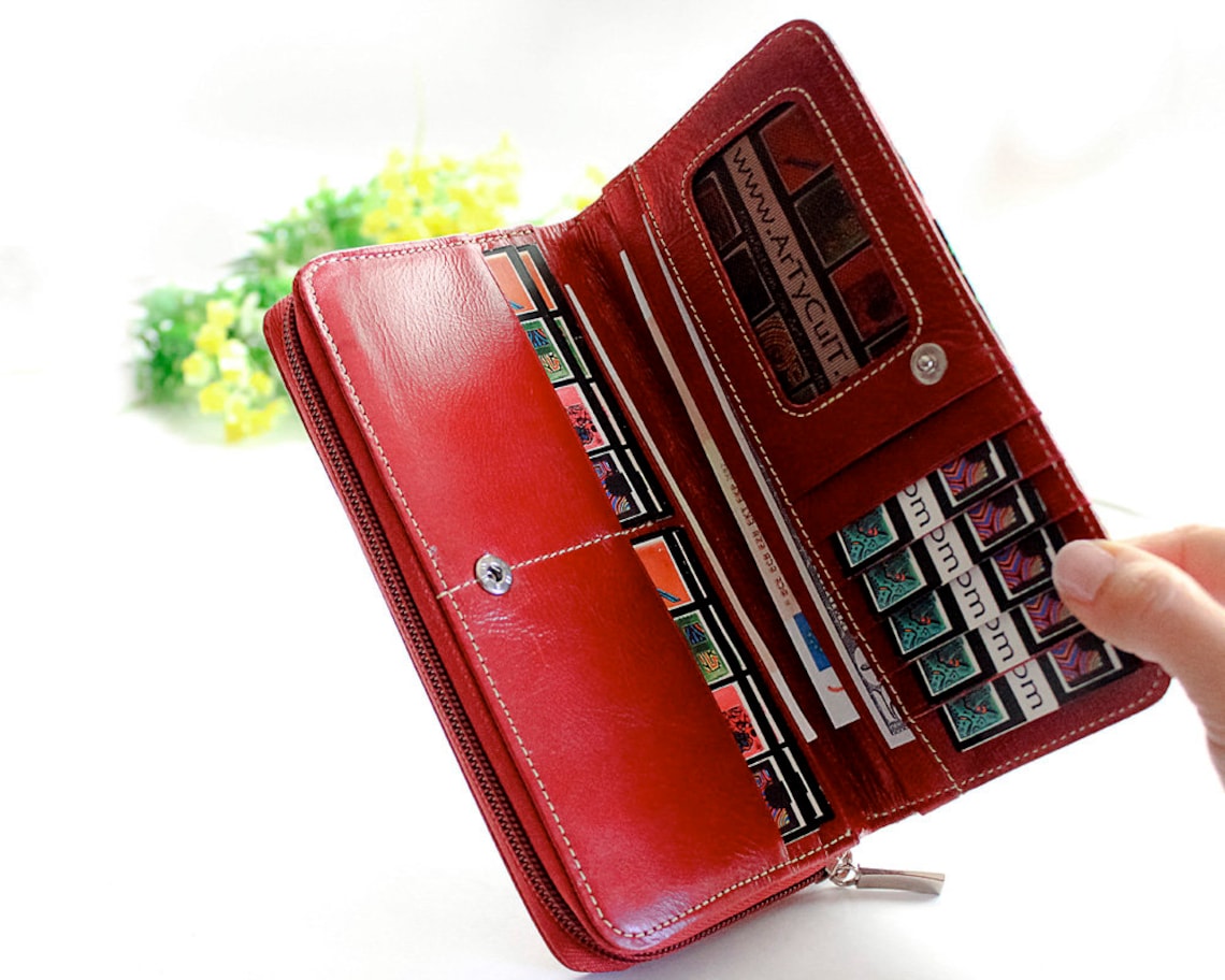 Wallet Women Zipper Wallet Clutch Wallet Leather Womens Etsy