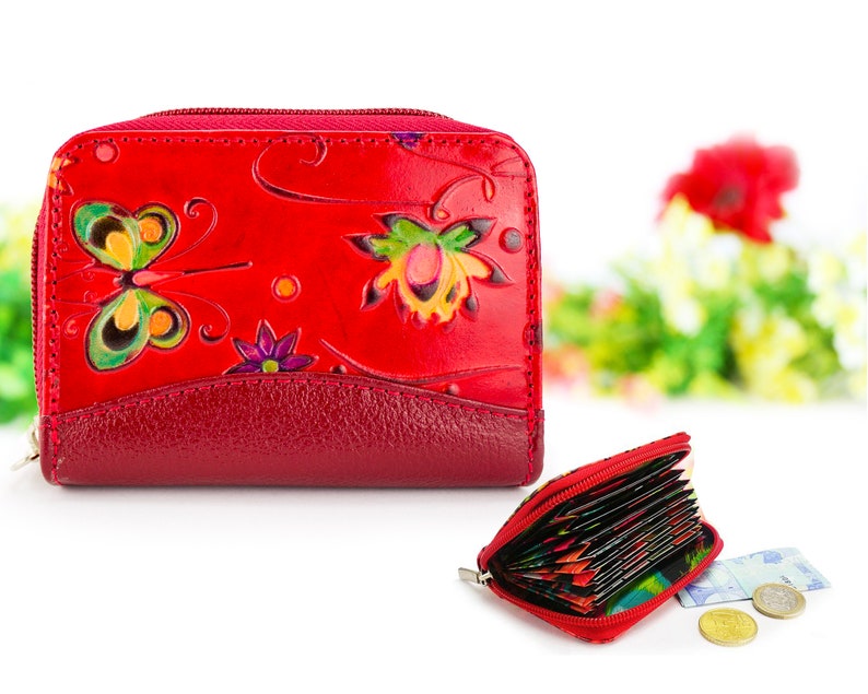 Accordion Card Case Leather Card Wallet Card Wallet Woman Etsy