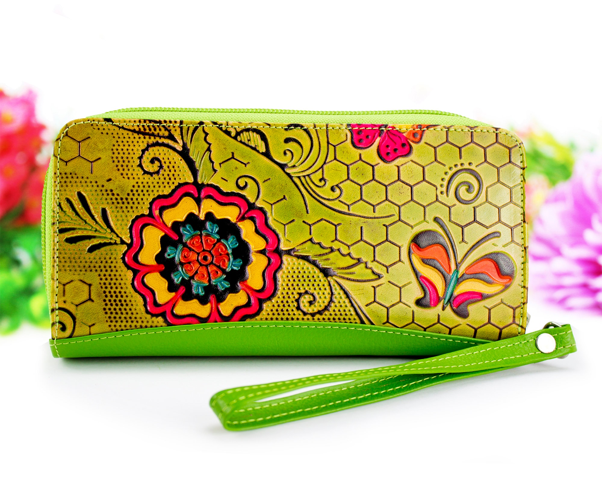 Wallets women leather with double zipper long wallet leather Etsy