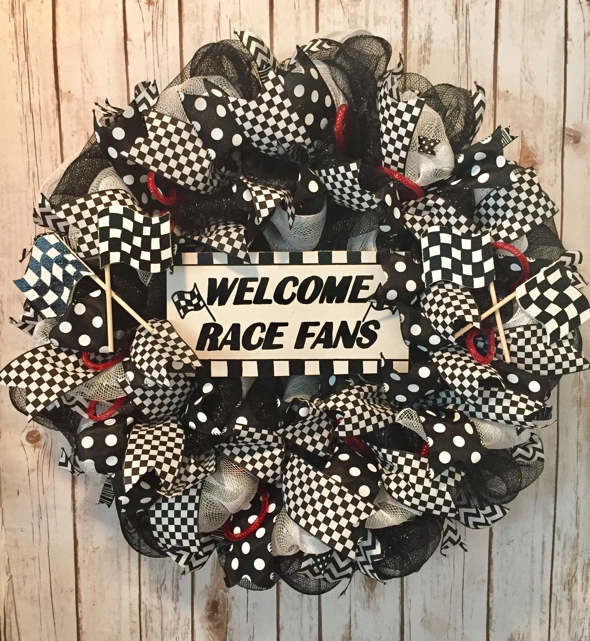 Racing Wreath Race Car Wreath Black White Wreath Race Car - Etsy