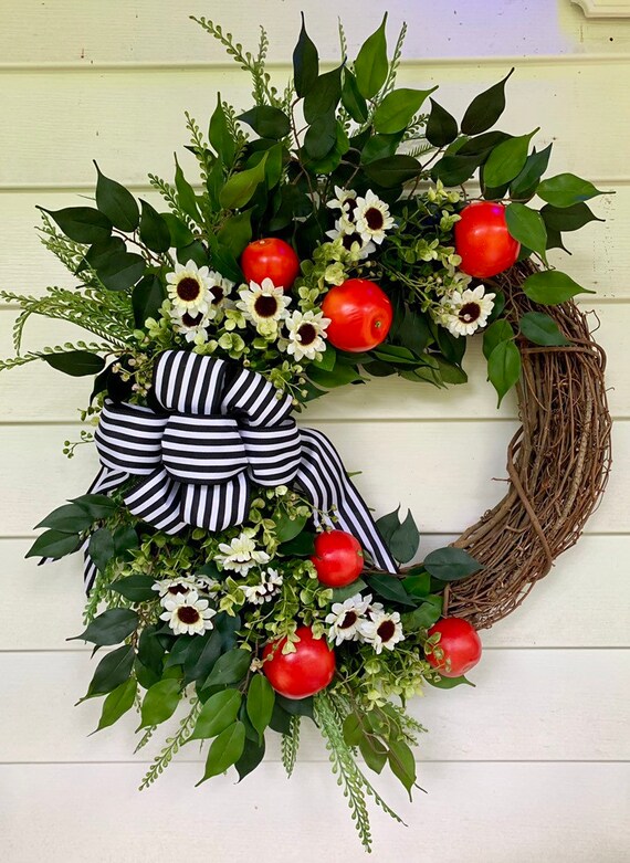 house warming farmhouse decor spring wreath Apple wreath grapevine wreath summer wreath farmhouse wreath fruit wreath apple decor